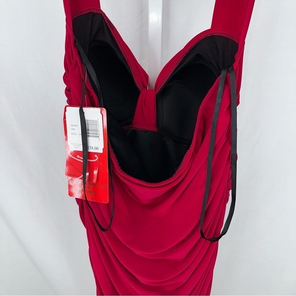 Magicsuit by Miraclesuit Vampire Red Ruffle Bow Tankini Swim Top Size 14 - Picture 4 of 7